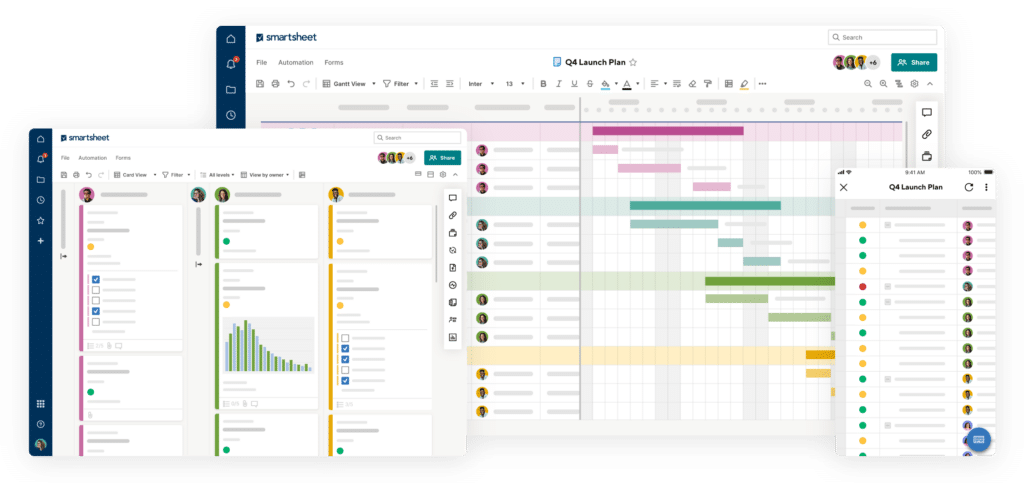 exemple de vue de planning Smartsheet